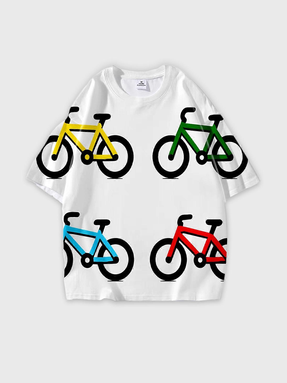 T-Shirt Round Neck, Loose Short Sleeve Pattern Graphic Tee, Unisex Summer Casual Top W2615