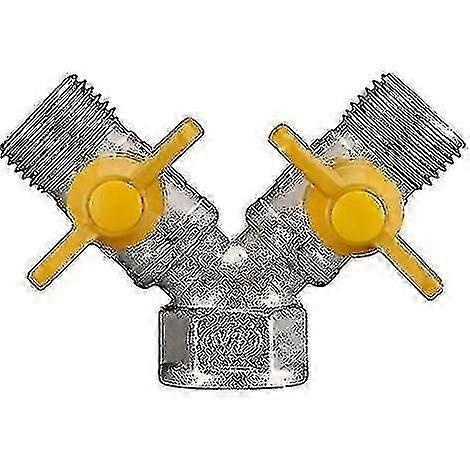 Brass 2-Way Gas Valve Connector with Reversible Pipe Adapter - Double Port Gas Hose Fitting