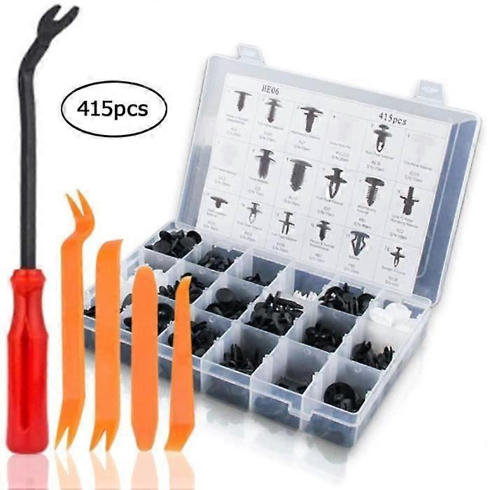 415 Pieces Staple Nail Kit Plastic Rivets Auto Fasteners