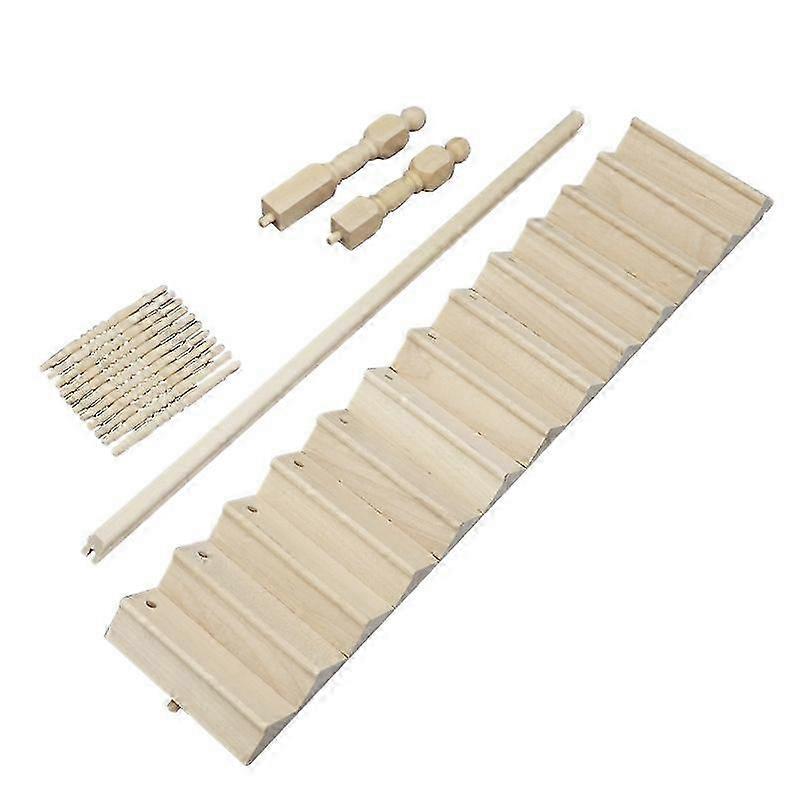 Miniature 1 or 12 Scale Wooden Staircase with Handrail for Doll House Decor Model 2