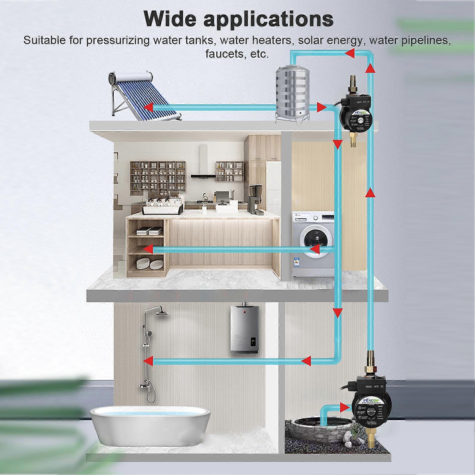 Pompe de suralimentation automatique 120W, 30L/min, noir, 135x165x110mm