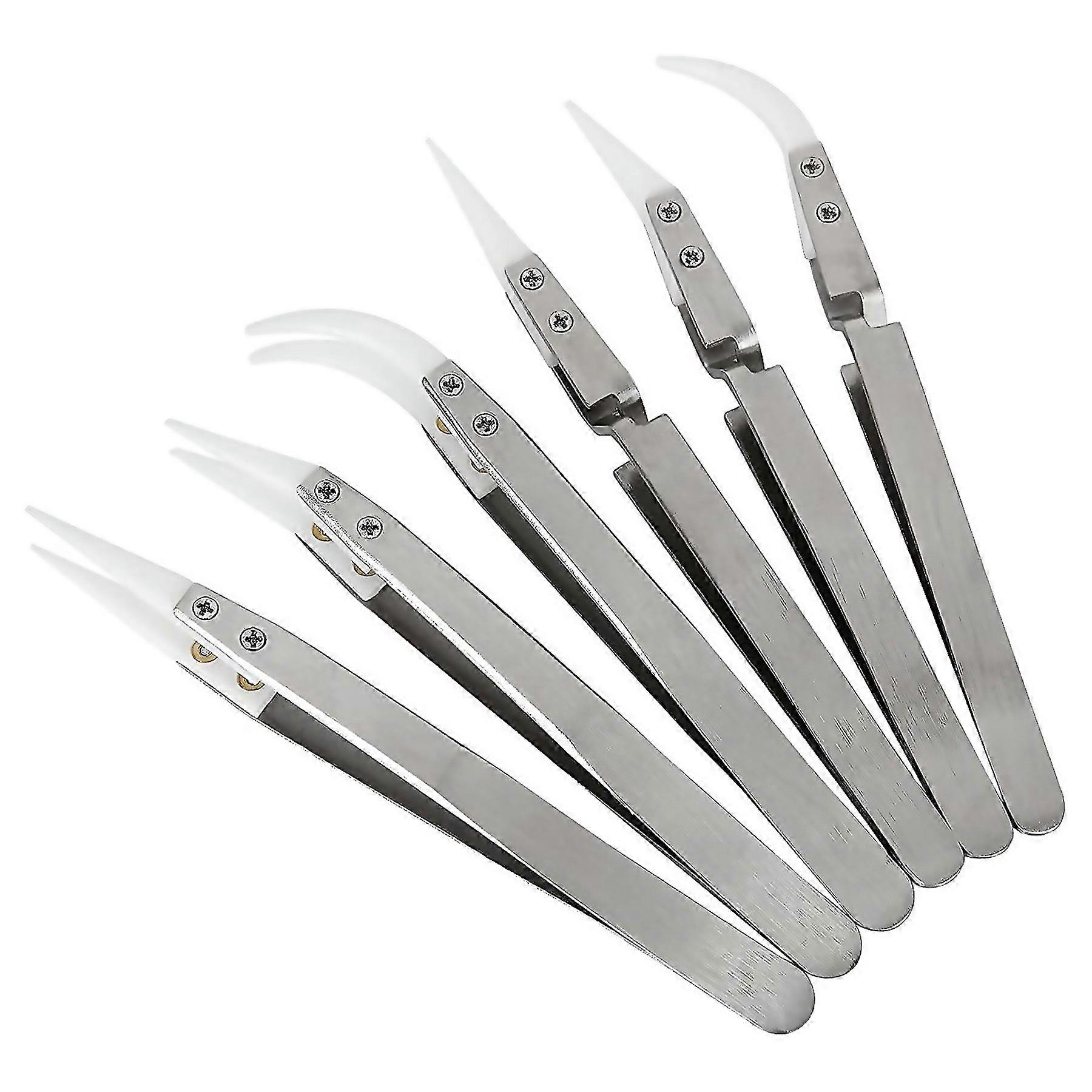 For 6 Pcs Precision Ceramic Reverse Solder Tweezers Nonconductive
