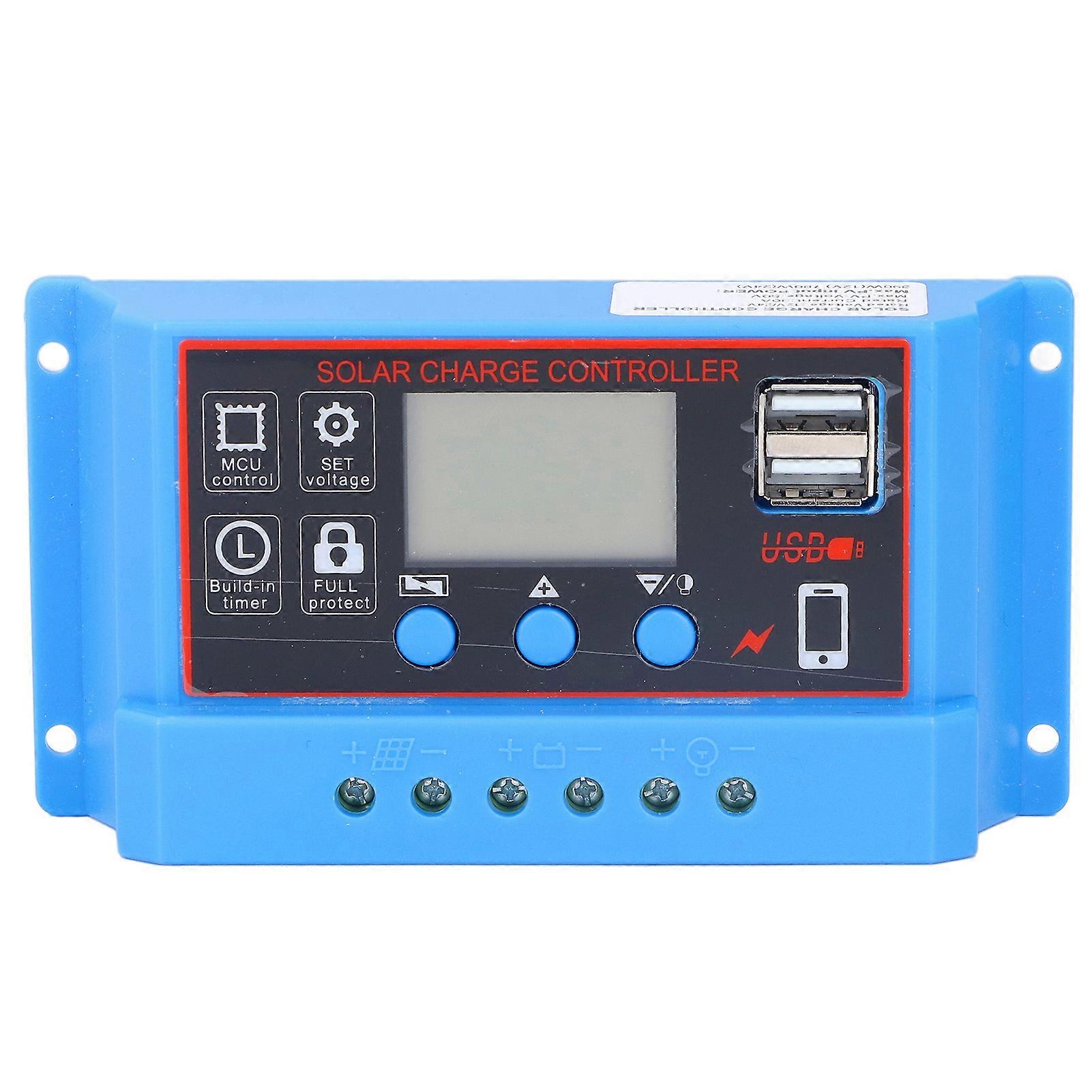 Contrôleur de charge de panneau solaire, écran LCD, régulateur de charge photovoltaïque PWM 12 V, 24 V, 20 A