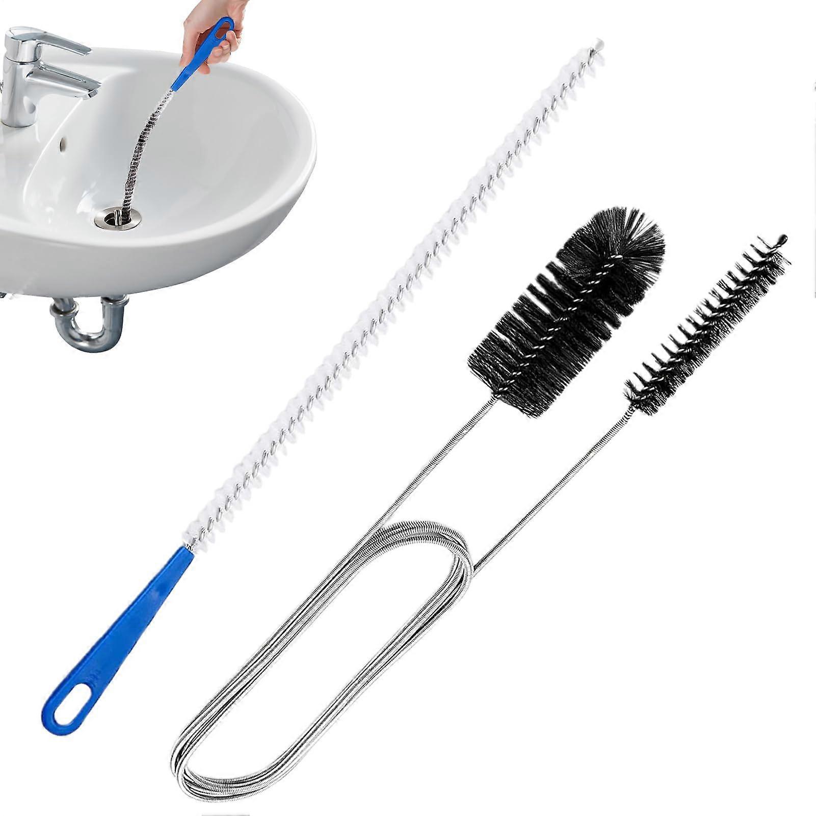 Drain Unblocker Tools 2Pack: Flexible DoubleEnded Nylon Pipe Cleaner Brush, 45cm Sink Unblocker for Kitchen and Bath