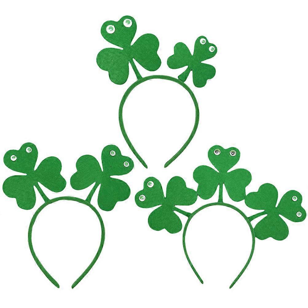 Shamrock Hair Hoop Clover Shape Hair Band for St Patricks Day Party Green Felt and Plastic Decorative 3Pcs