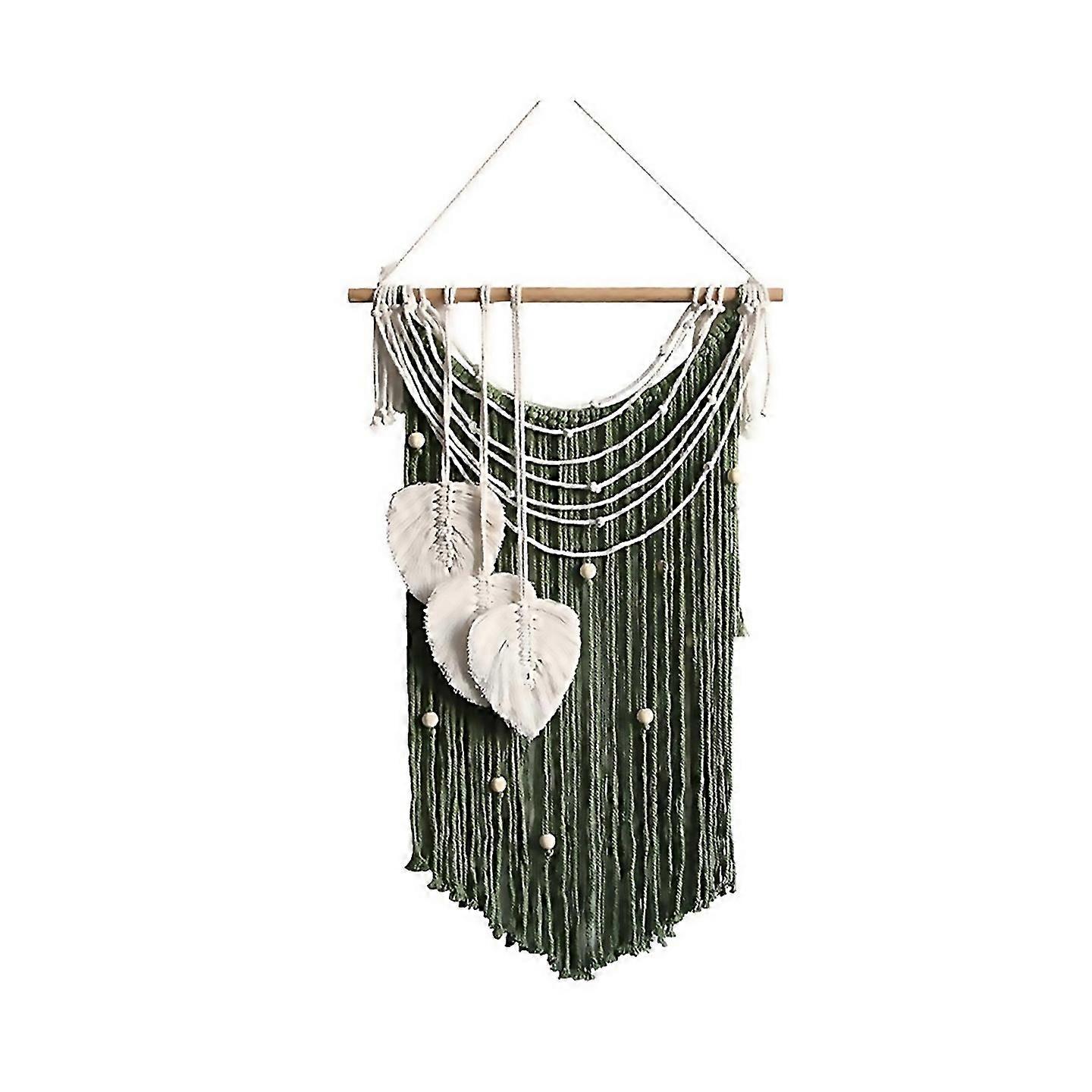 For Tapestry Handmade Leaf Corespun Silk Tassel Tapestry Green