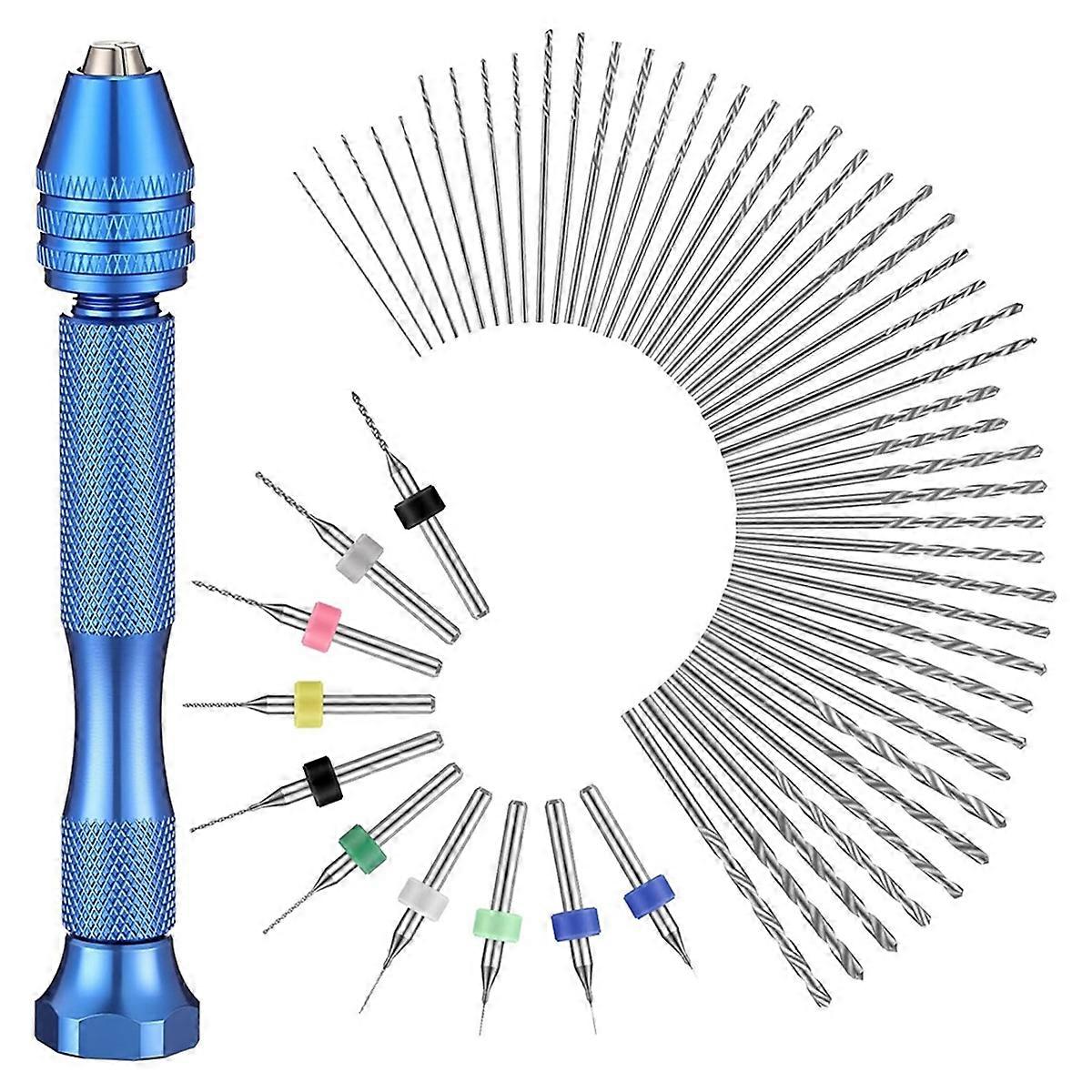 57PCS Hand Drill Bits Set, 46 Pcs Pin Vise Micro Twist Drills and 10 Pcs PCB Mini Cutting Bits for