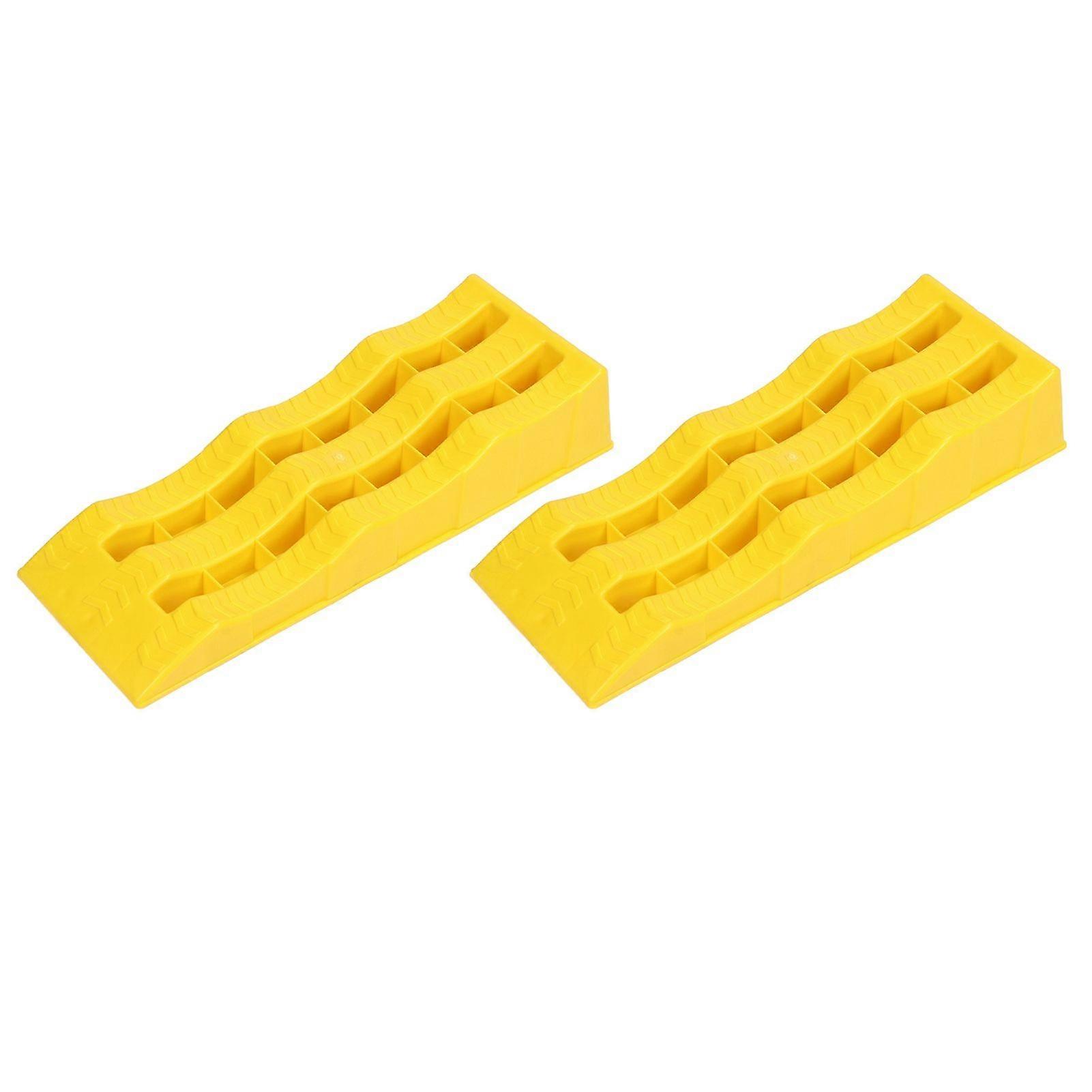 1 Pair RV Leveling Ramps 3 Stage Yellow Trailer Camper Wheel Chocks for Stabilizing Uneven Ground and Parking