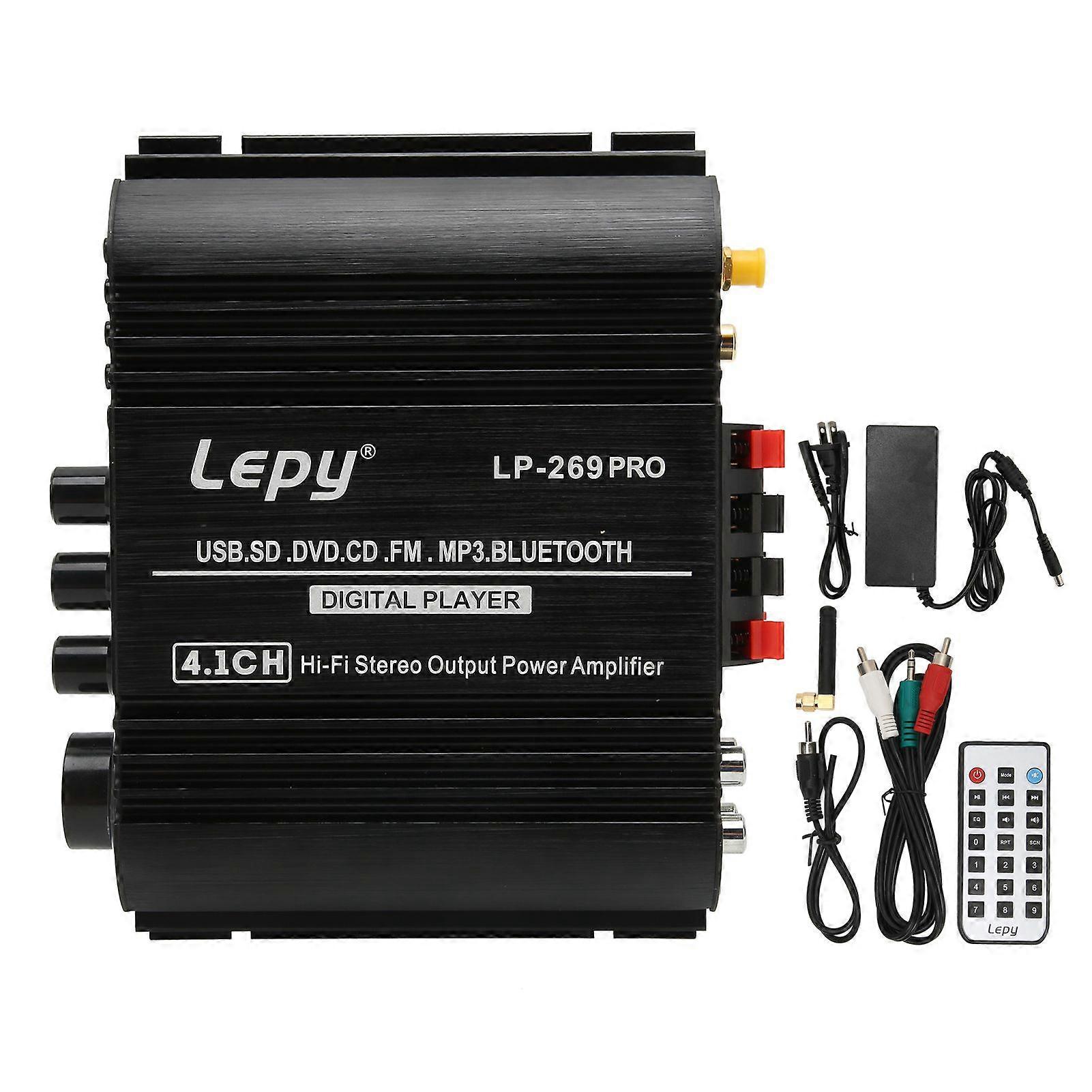 Amplificateur Bluetooth 5.0 HiFi stéréo 4.1 canaux sans perte, système de réception multi-lecture avec télécommande, prise américaine 100-240 V