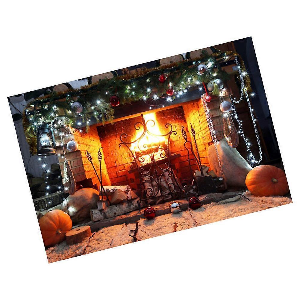 Fireplace Background Cloth Christmas Backdrop for Decoration 1Pcs Multi