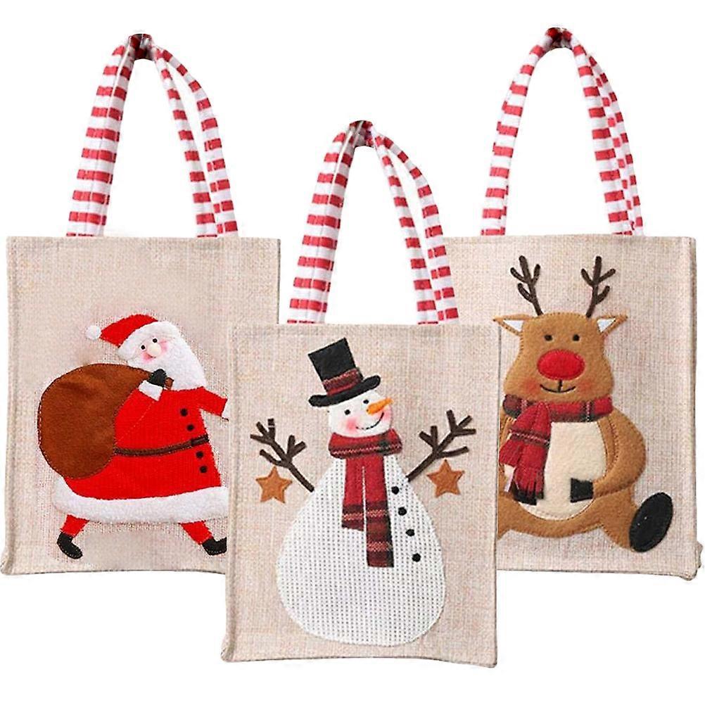 Assorted Color Christmas Fabric Gift Bags for Storage Use 6Pcs Holiday Party