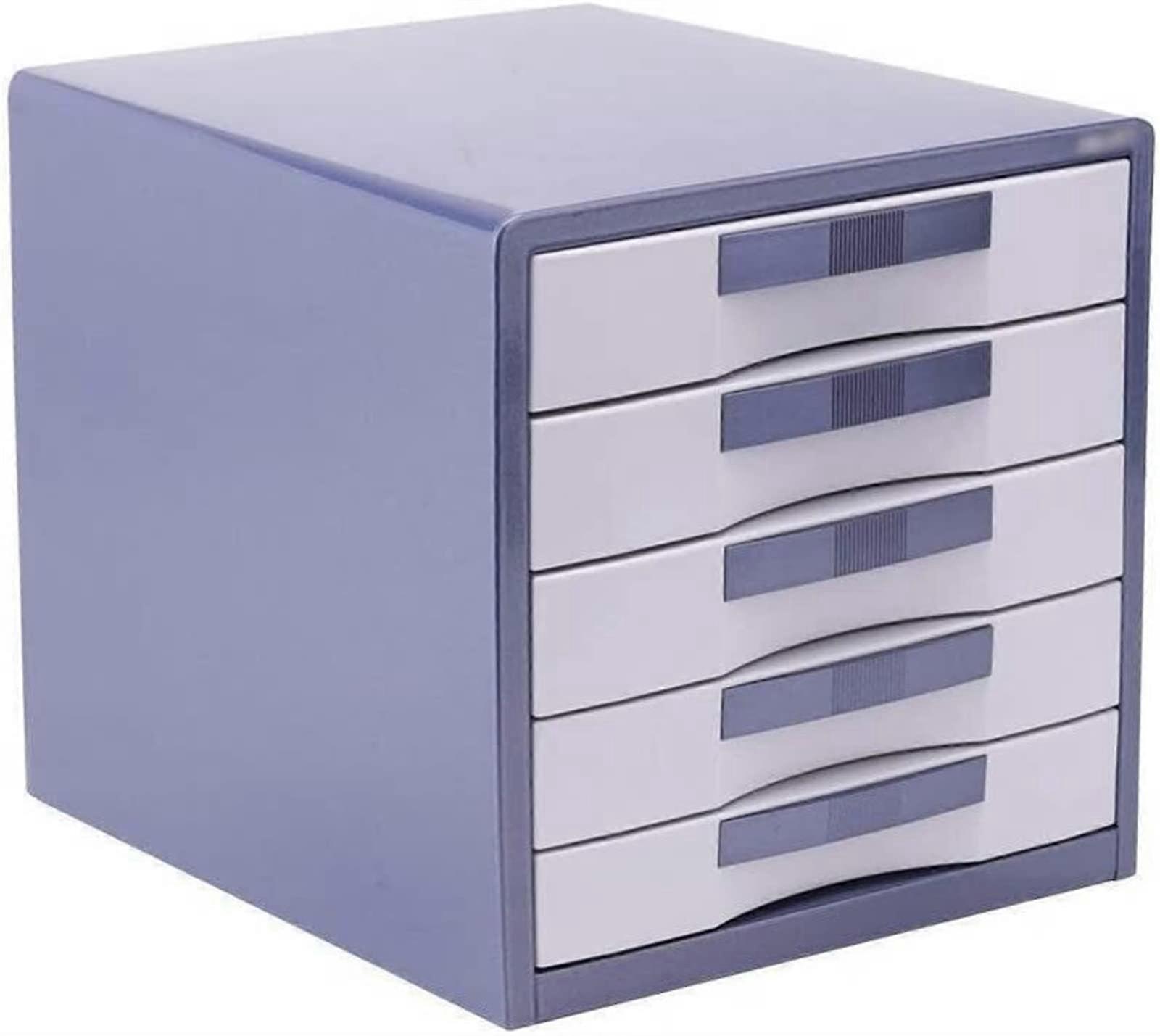 Filing Cabinet Data Storage Box 5Layer Metal Shell Hard Plastic Drawer Desk File Organizer Cabinet