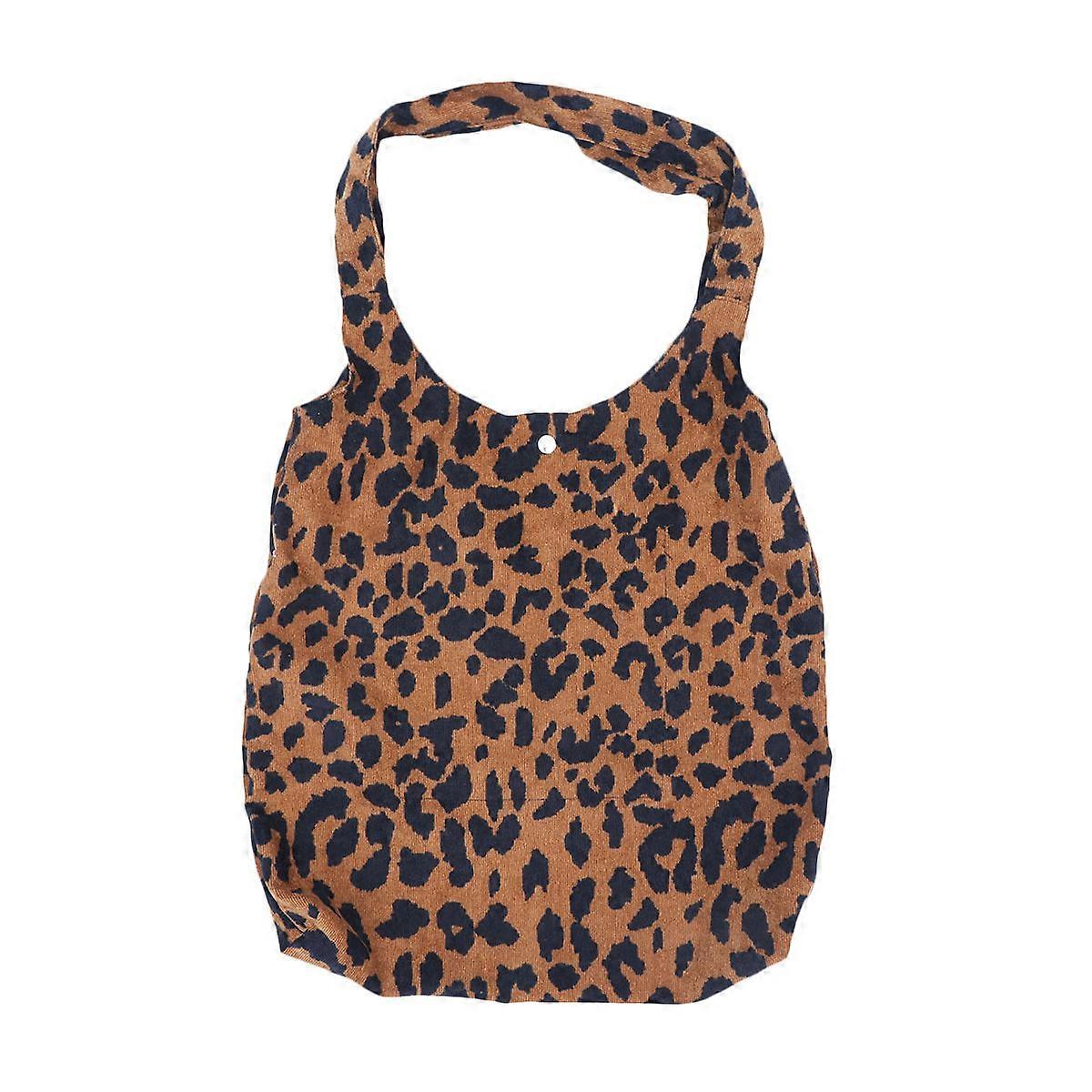 Corduroy Leopard Handbag Shoulder Bag for Women 3Pcs Storage Use