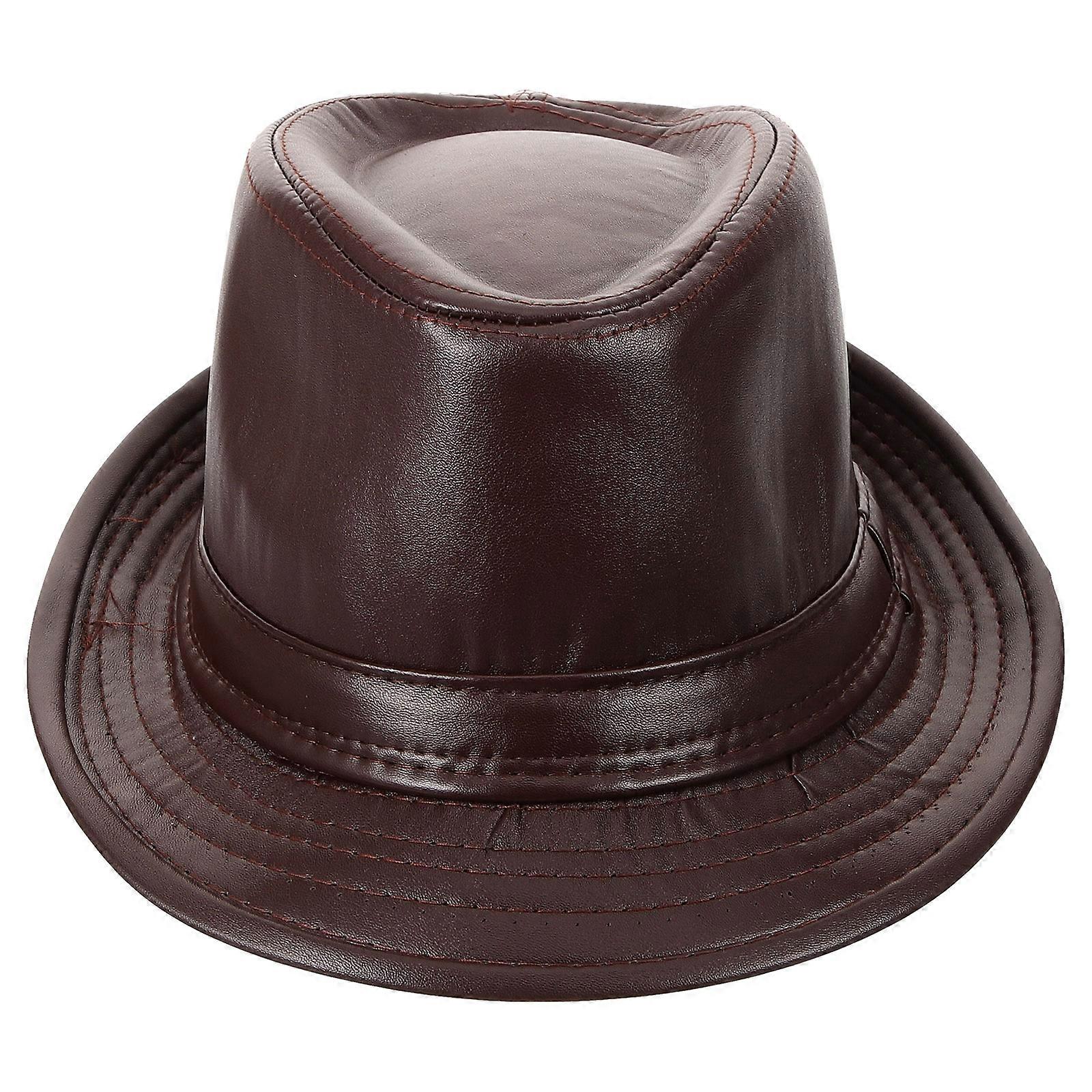 Middle Aged Elderly Jazz Hat PU Hat for Outdoor 4Pcs