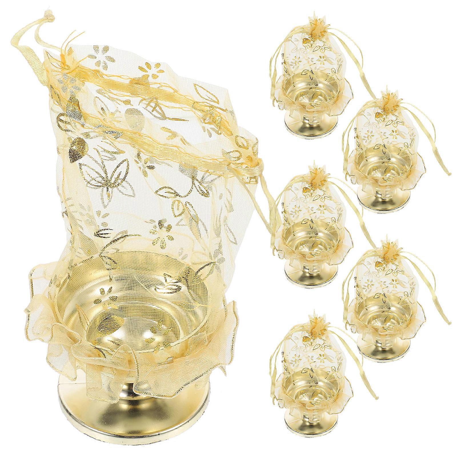 Candy Storage Boxes Party Favor Boxes for Storage 6Pcs Golden Plastic Cloth