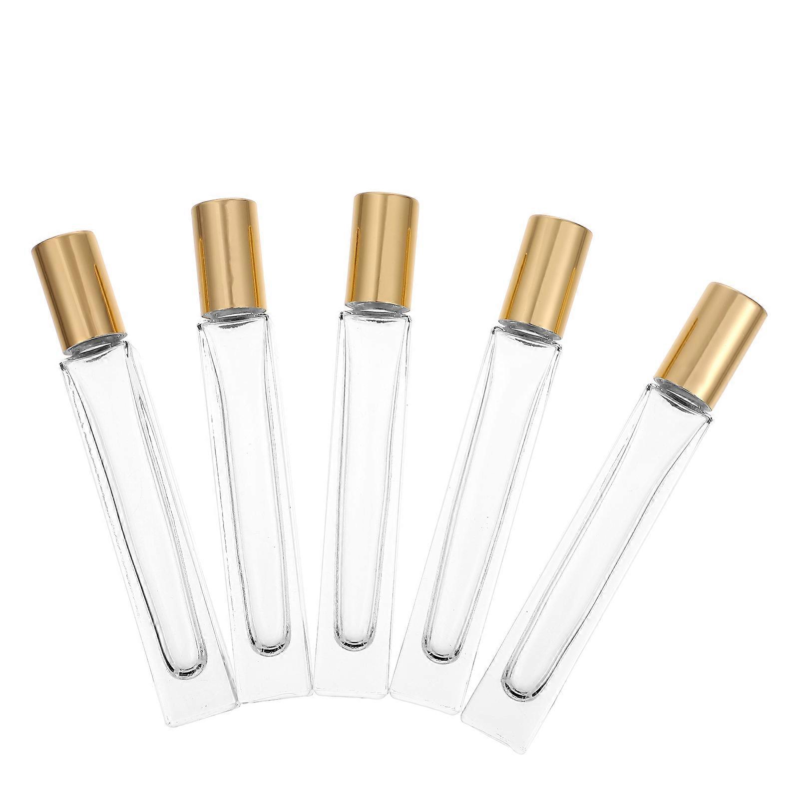 Essential Oil Glass Roller Bottles for Storage 5Pcs 10ml Golden Leakproof Roll-on Bottles