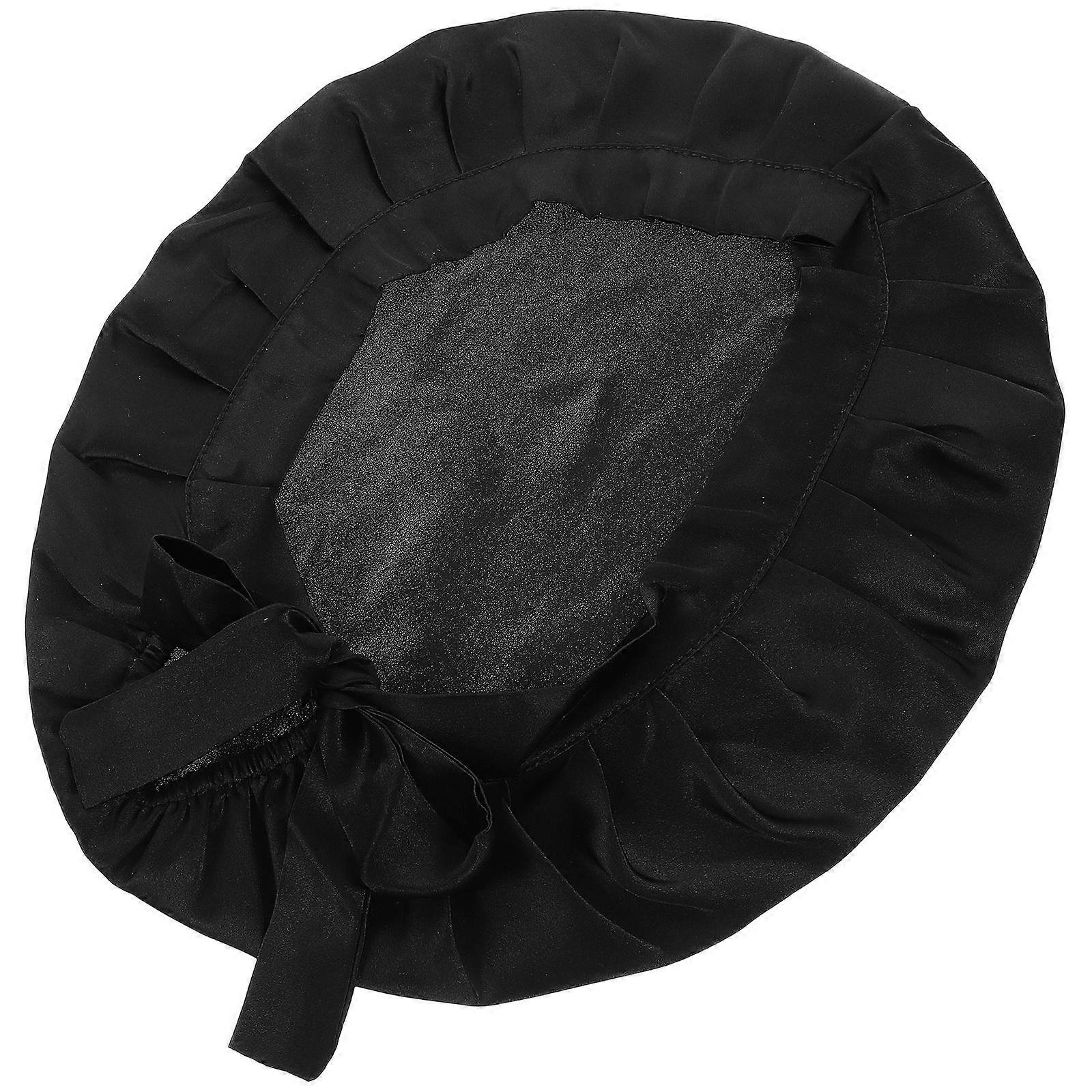 Practical Silk Sleep Hat for Sleeping Black for Women