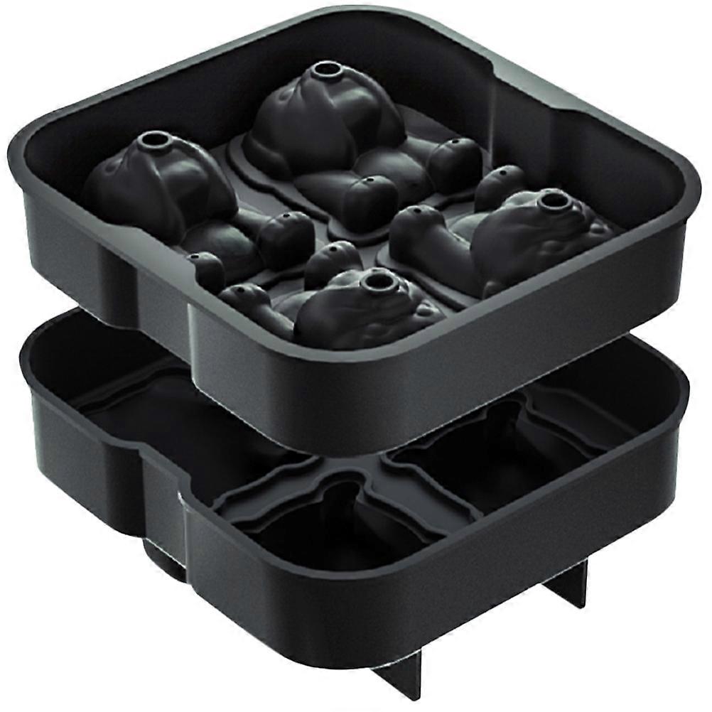 Household Ice Cube Mold Soft Molds Trays For Kitchen Use Bulldog Shape 1Set