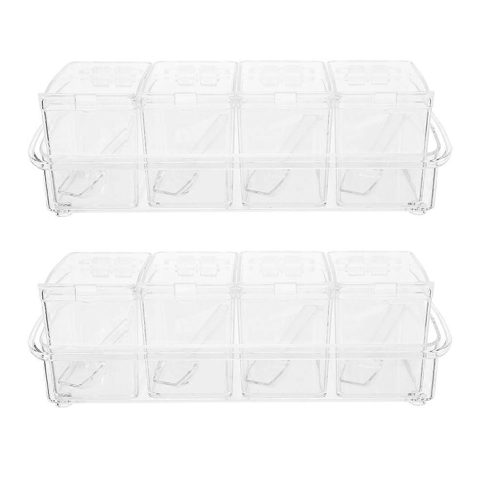 Spices Organiser Plastic Clear Seasoning Box for Kitchen 4Sets with Spoon