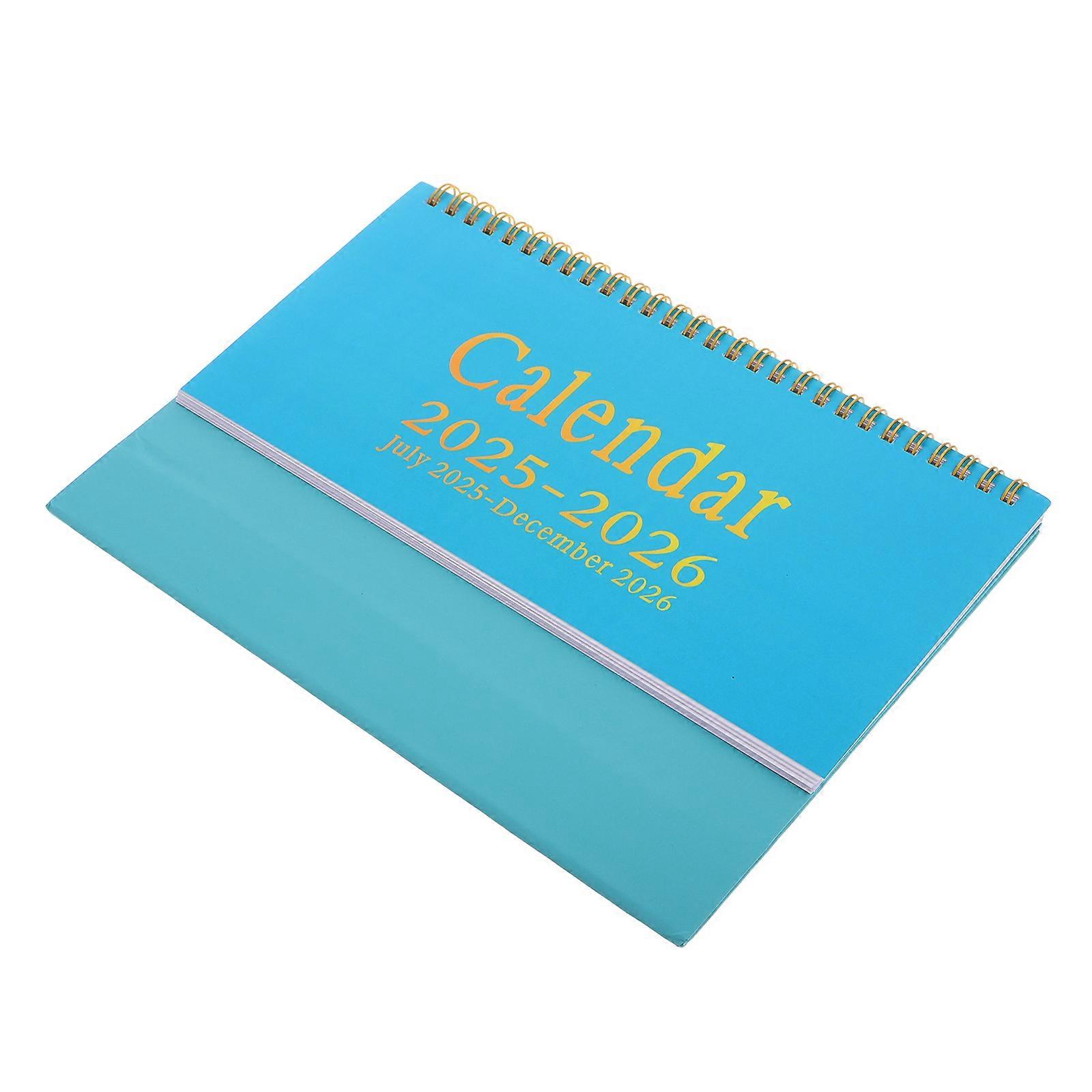 Copperplate Paper Standing Flip Desk Calendar 18 Month Coverage Sky-Blue for Office Use