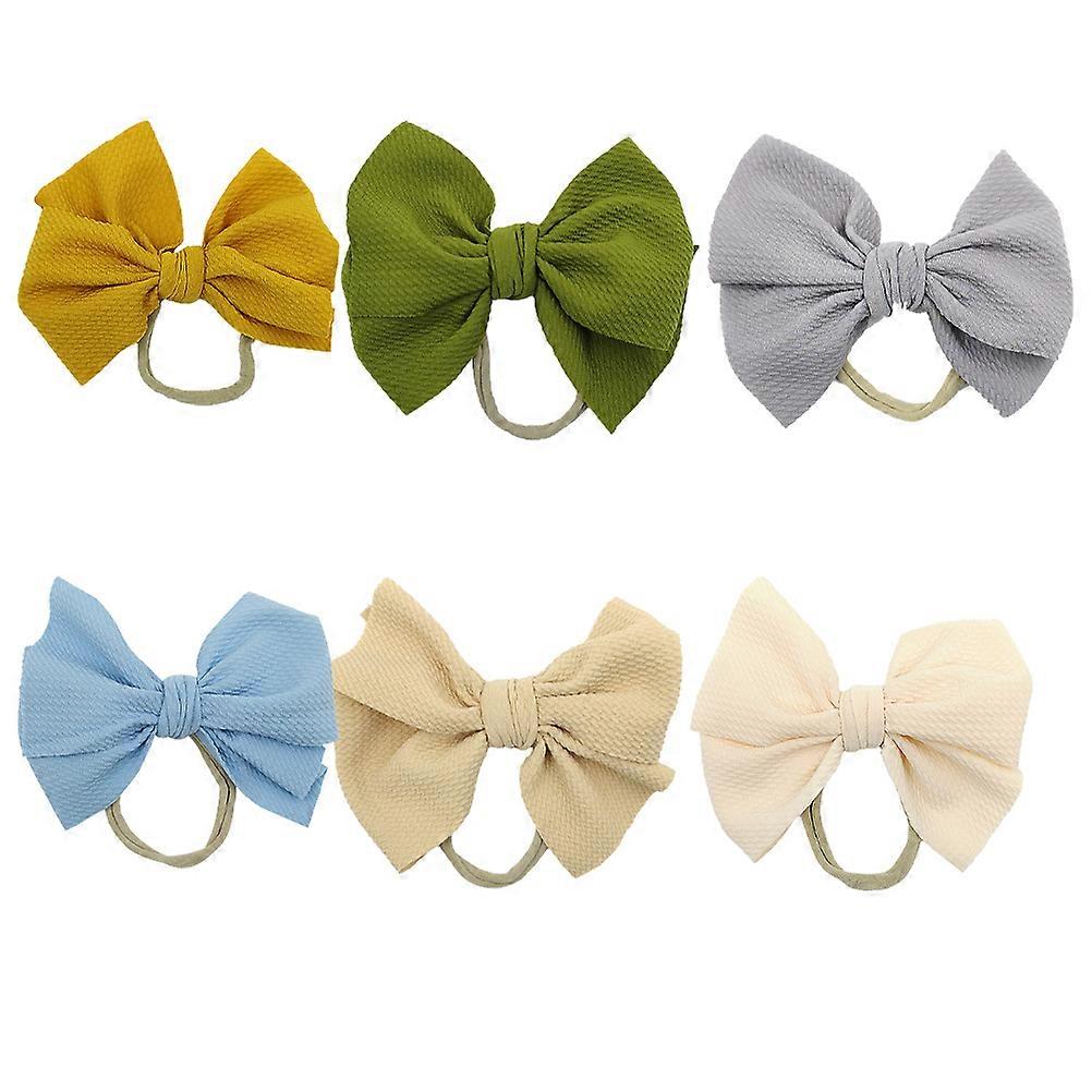 Nylon Bow Scrunchies Bow Ponytail Holders for Decoration 6Pcs Elastic Bands