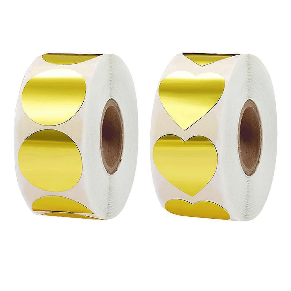 2 Rolls Self-Adhesive Round Wrapping Stickers Heart Shape Ideal For DIY Handmade Crafts Office Use Golden Copper Material