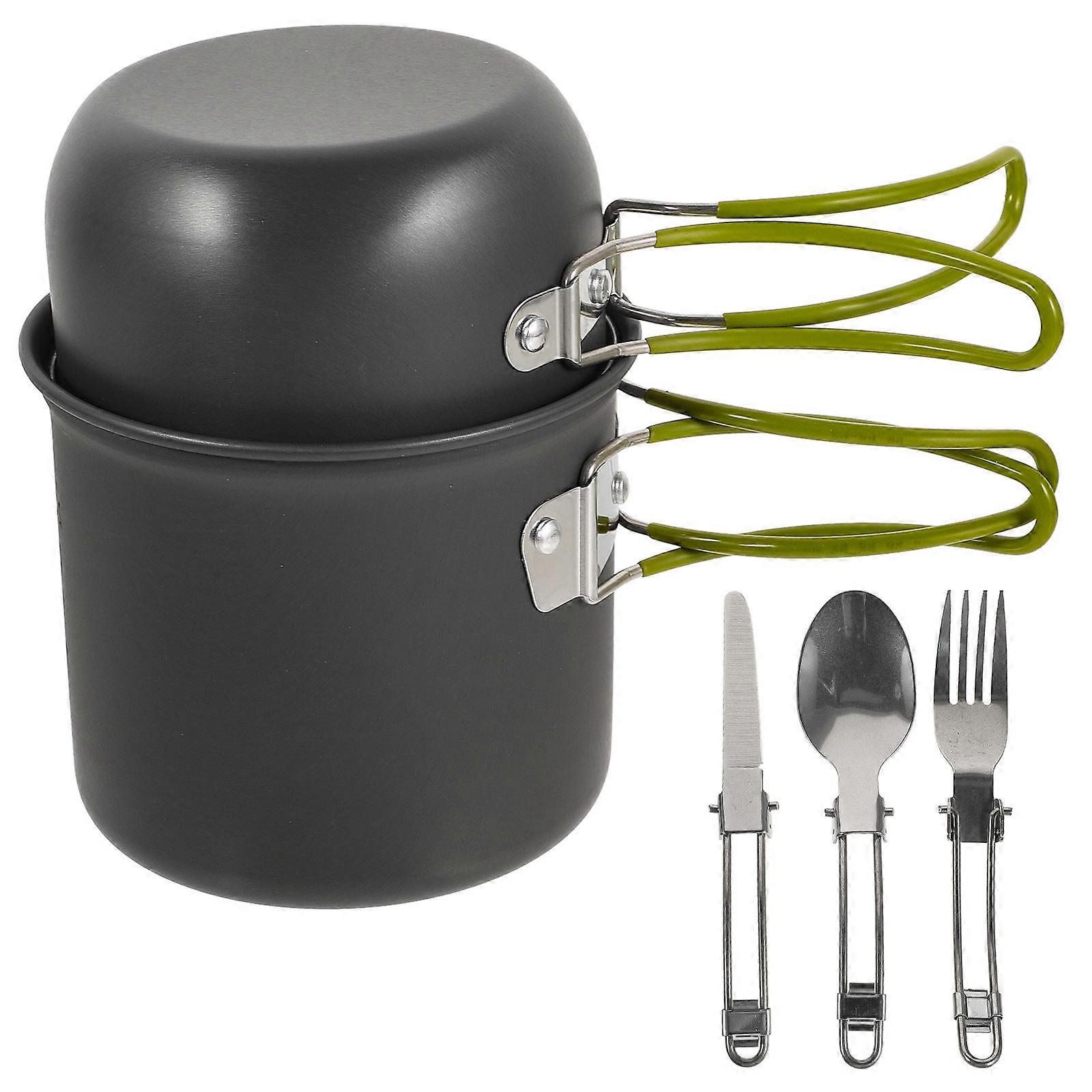 Camping Cooking Set Portable Design Hiking Cookware Plastic Handle 5.11x5.11x3.93in Friction Resistance 1Set