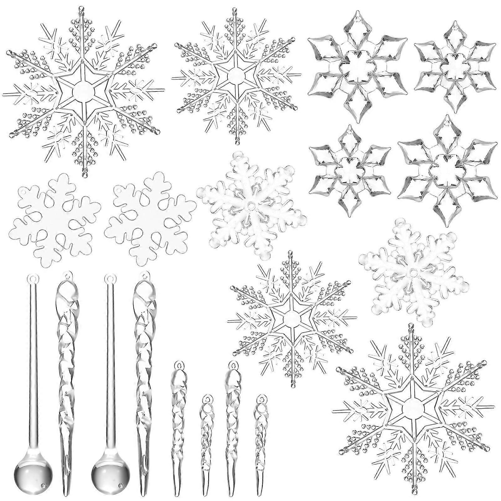 Xmas Tree Ornament Crystal Decorations for Decor 2Sets Silver