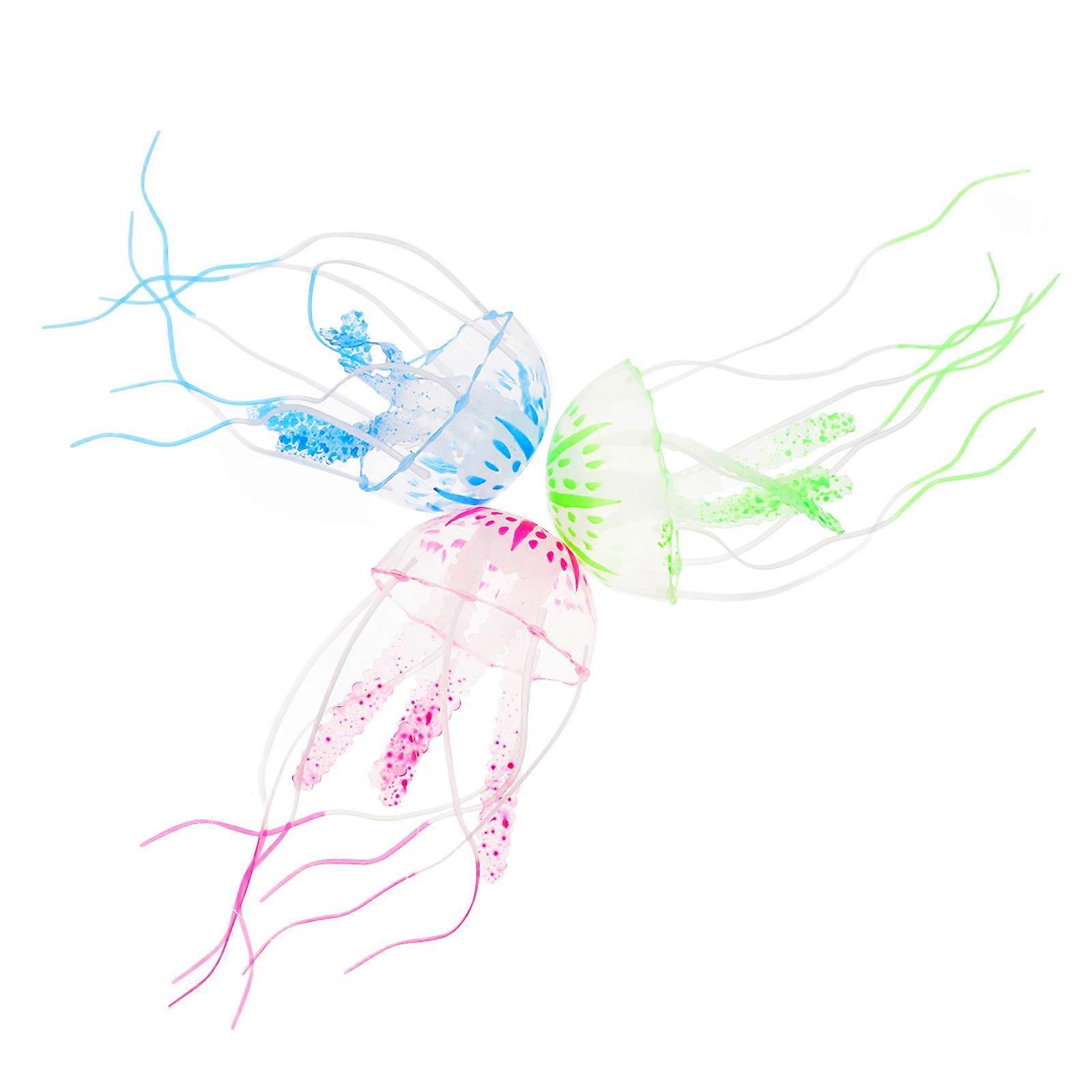 Fish Tank Jellyfish Ornament for Decoration 9Pcs Silicone Fluorescent Jellyfish