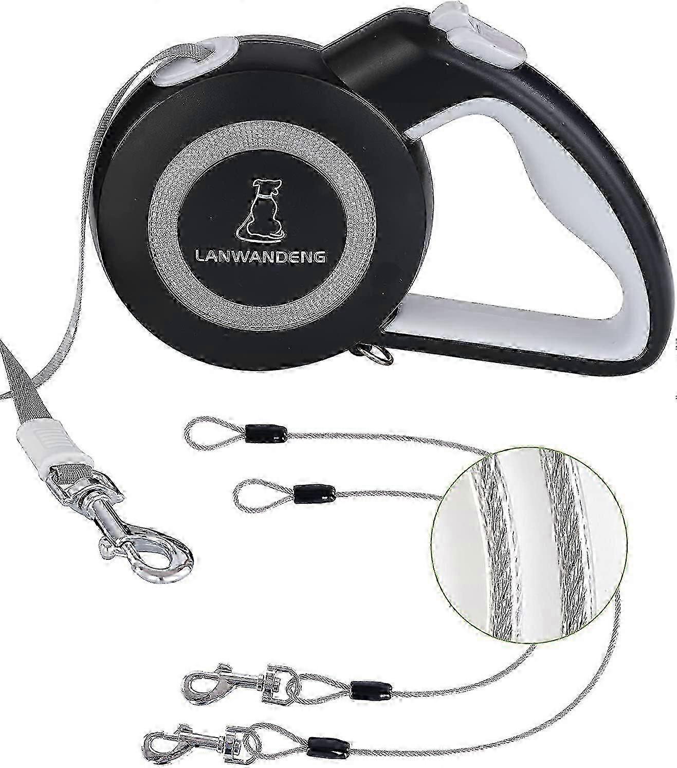 SDIGV Chew Proof Retractable Dog Leash with 2 Heavy Duty Anti-Chewing Wire Ropes, 16FT Leashes 360 Tangle Free for 2 Dogs, Dual Dog Lead for Small/Med