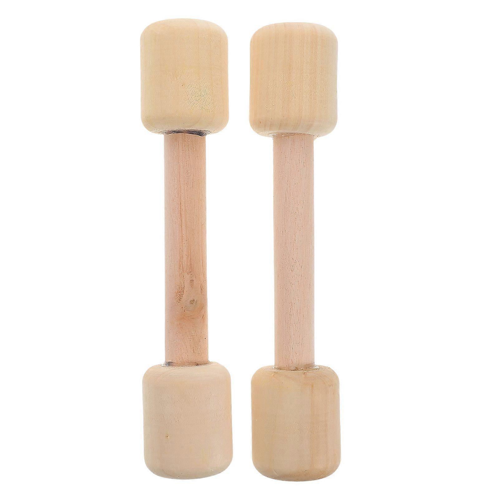 2 件儿童木制哑铃幼儿健身器材幼儿木制配重套装儿童举重哑铃儿童运动装备