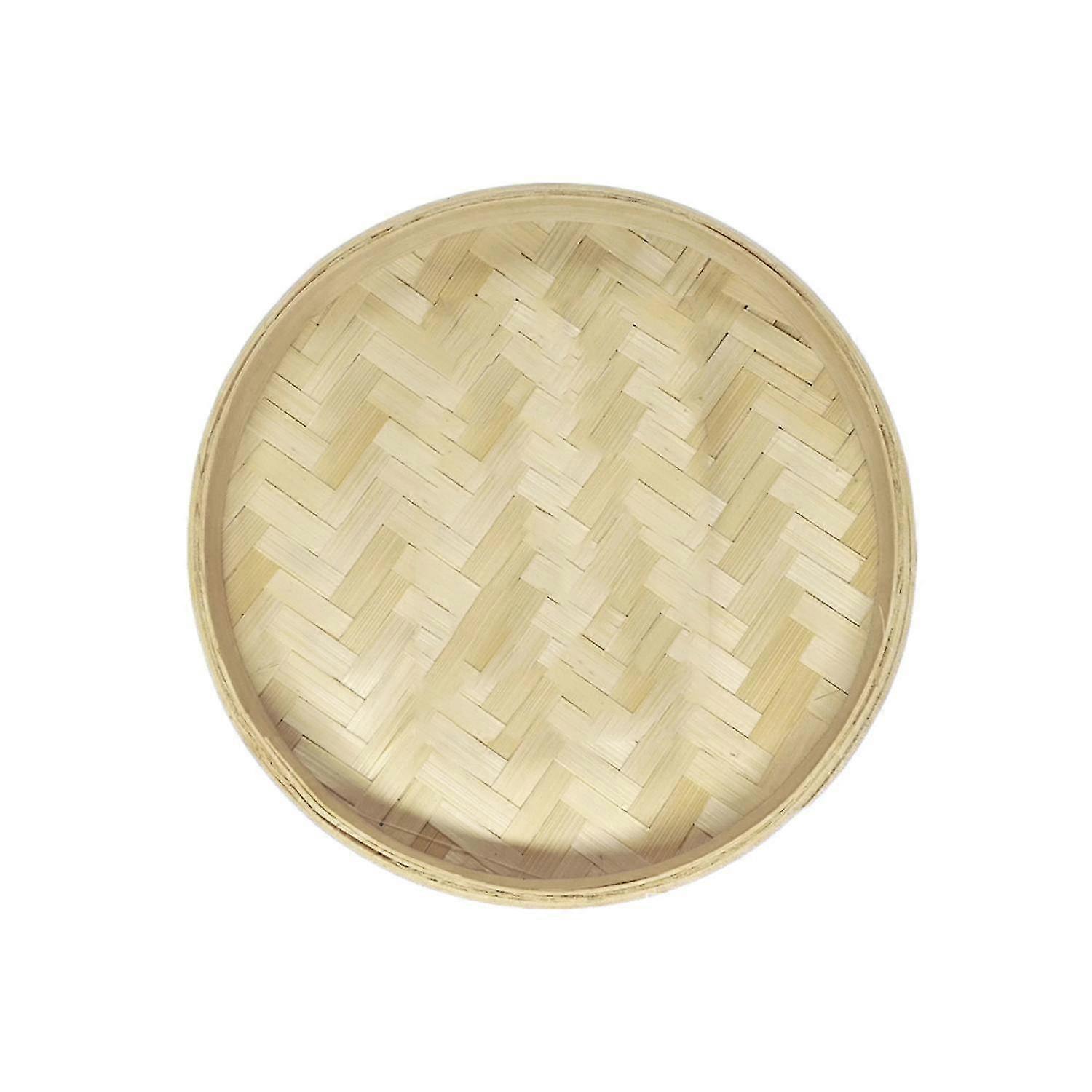 ZHOUBA Bamboo Sieve Round Large Capacity Handcraft Multipurpose Handmade Tea Tray for Home 25-26