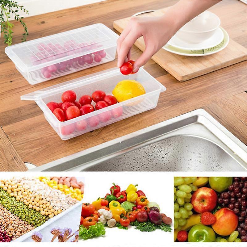 Food Storage Container PP Transparent Multifunctional Stackable Refrigerator Preservation Accessories with Draining Board Small 
