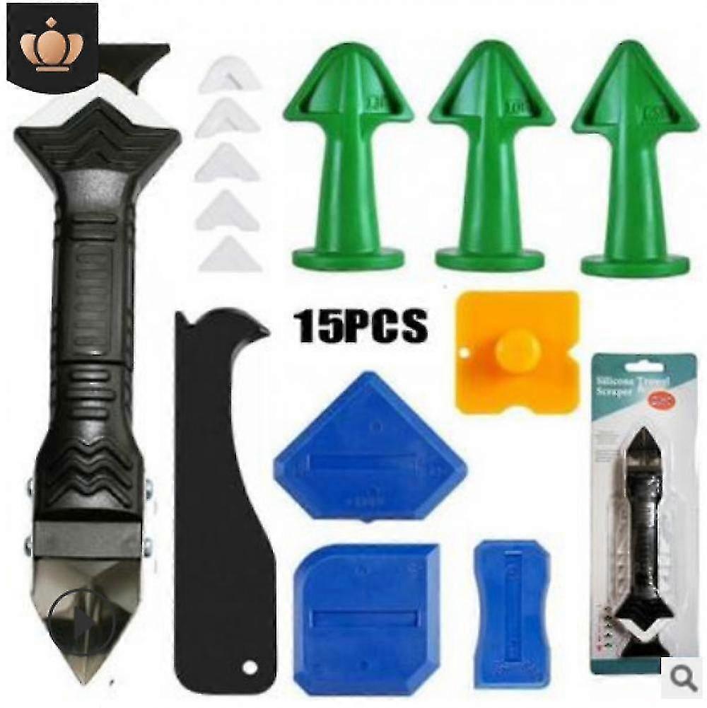 25-26 Aespa 15 Piece Set of Caulking Tools Blister Silicone Nozzle Apply 3 in 1 Metal Scraper Scraper Scraper Seal Aespa A