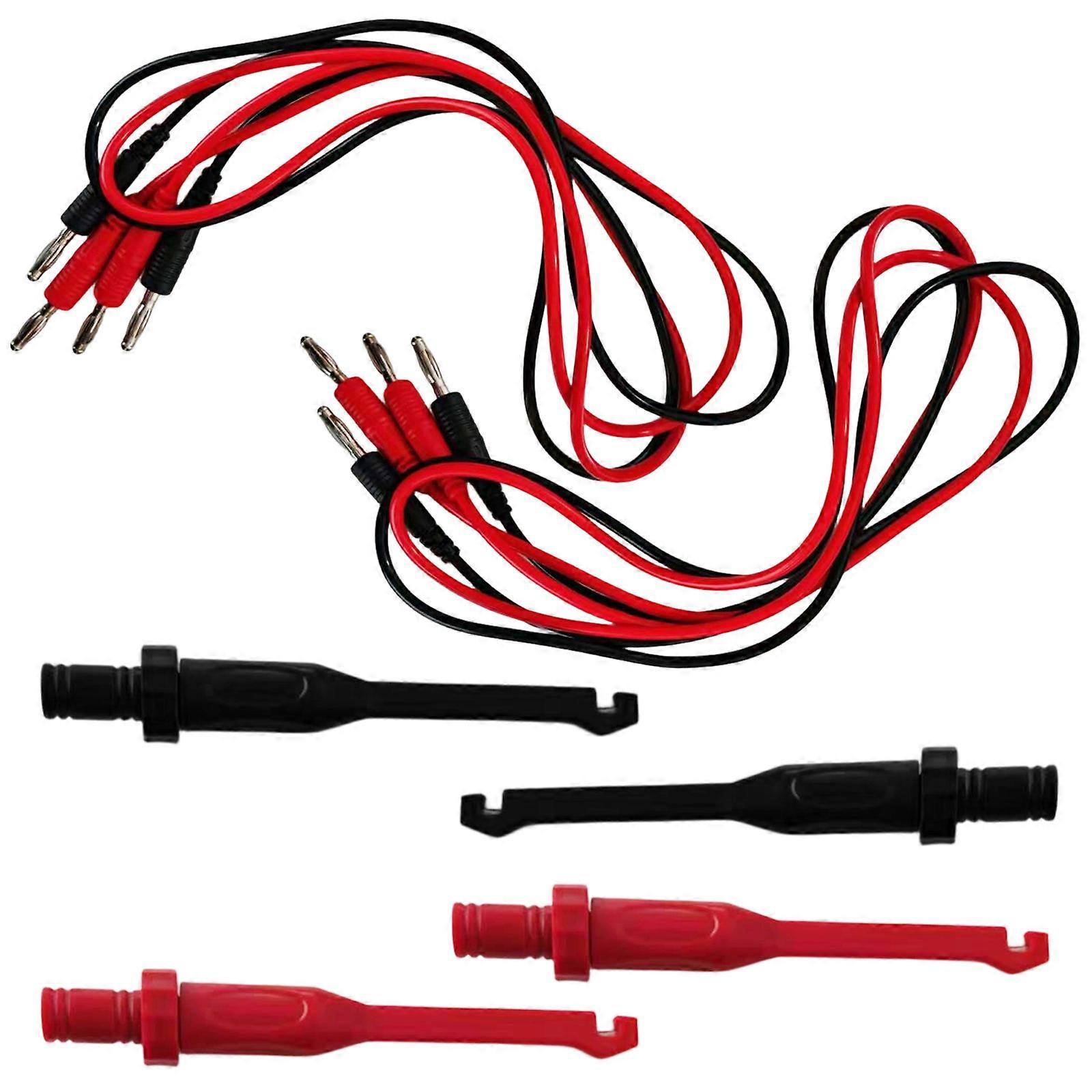 2 Set Insulation Puncture Probes Electric Wire Piercing Probe Clip 4mm Banana Plug Auto Test Leads for Electrical Testing Multicolor