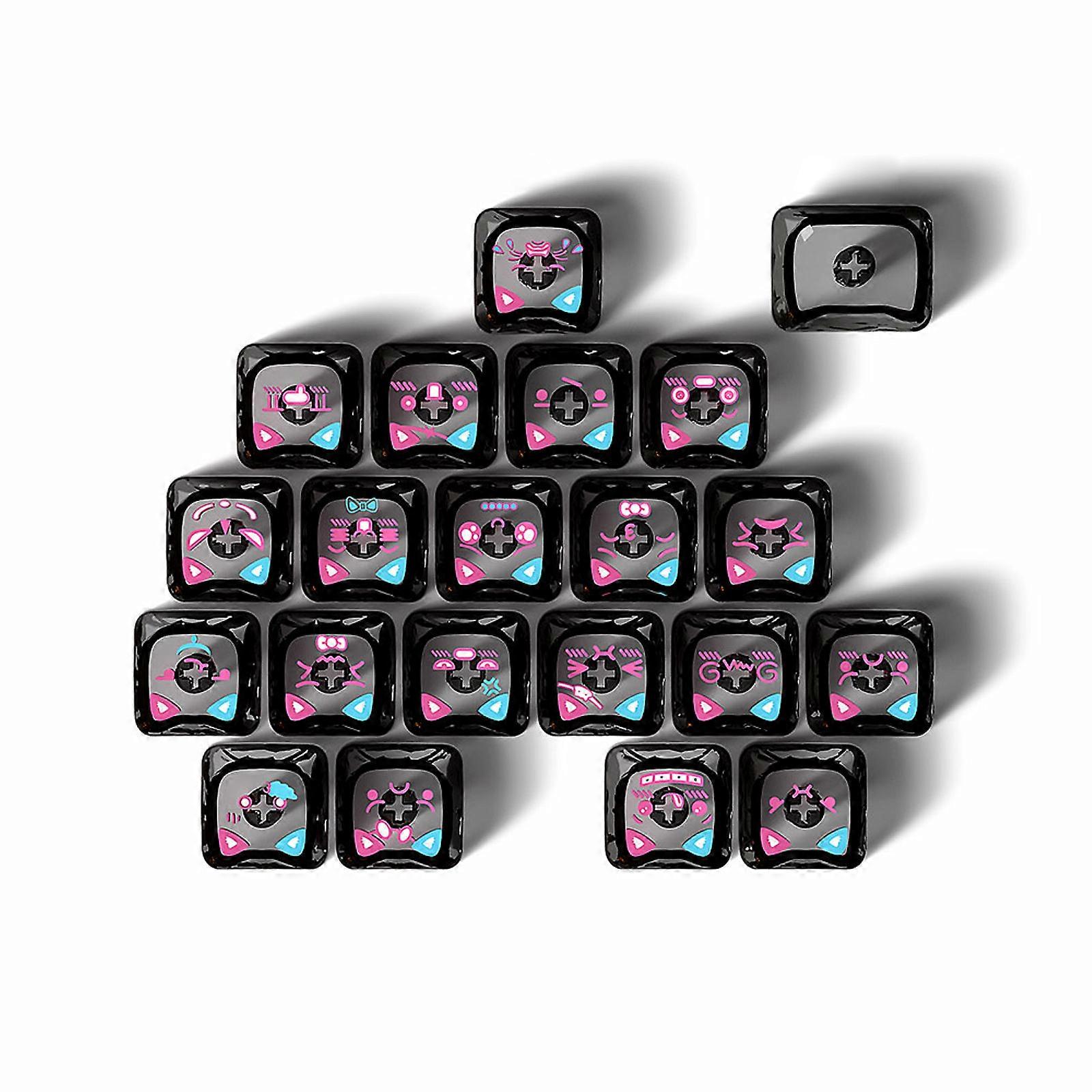 Feline Design Keycaps With Delicate Pink/Black Hearts Ergonomic Texture For Enhanced Typing Keycap  Pink color