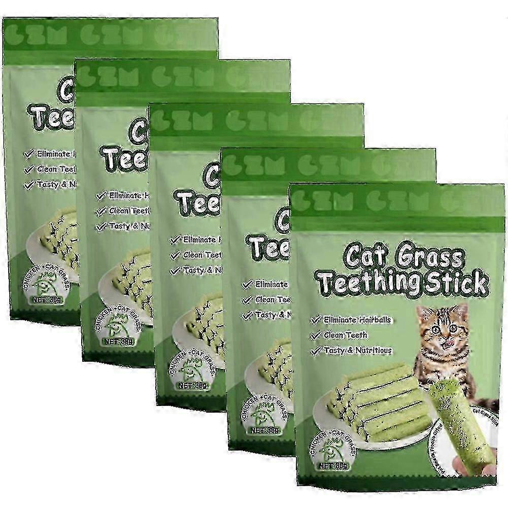 ペットスナック用の猫草歯研削スティック - 毛球除去とマイルドヘアロウ、すぐに食べられる猫の赤ちゃんの歯のクリーニングスティック