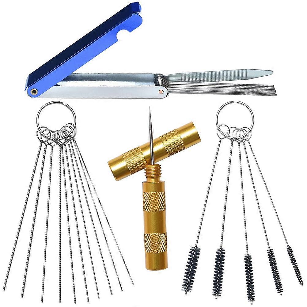 Carburetor cleaning needles with brushes for ATV moped chainsaw