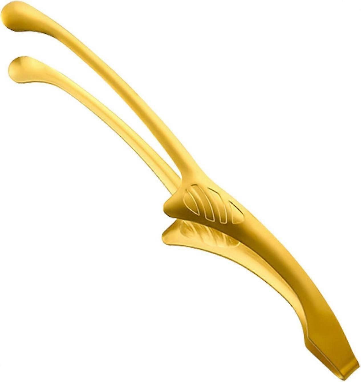 ملقط طعام معدني غير قابل للانزلاق سهل الاستخدام أدوات المائدة ، الشواء ، بوفيه ، سلطة ، طبخ ، جبن ، خبز ، شريحة لحم ، أواني طبخ الخبز (ذهبي) (1 قطعة)