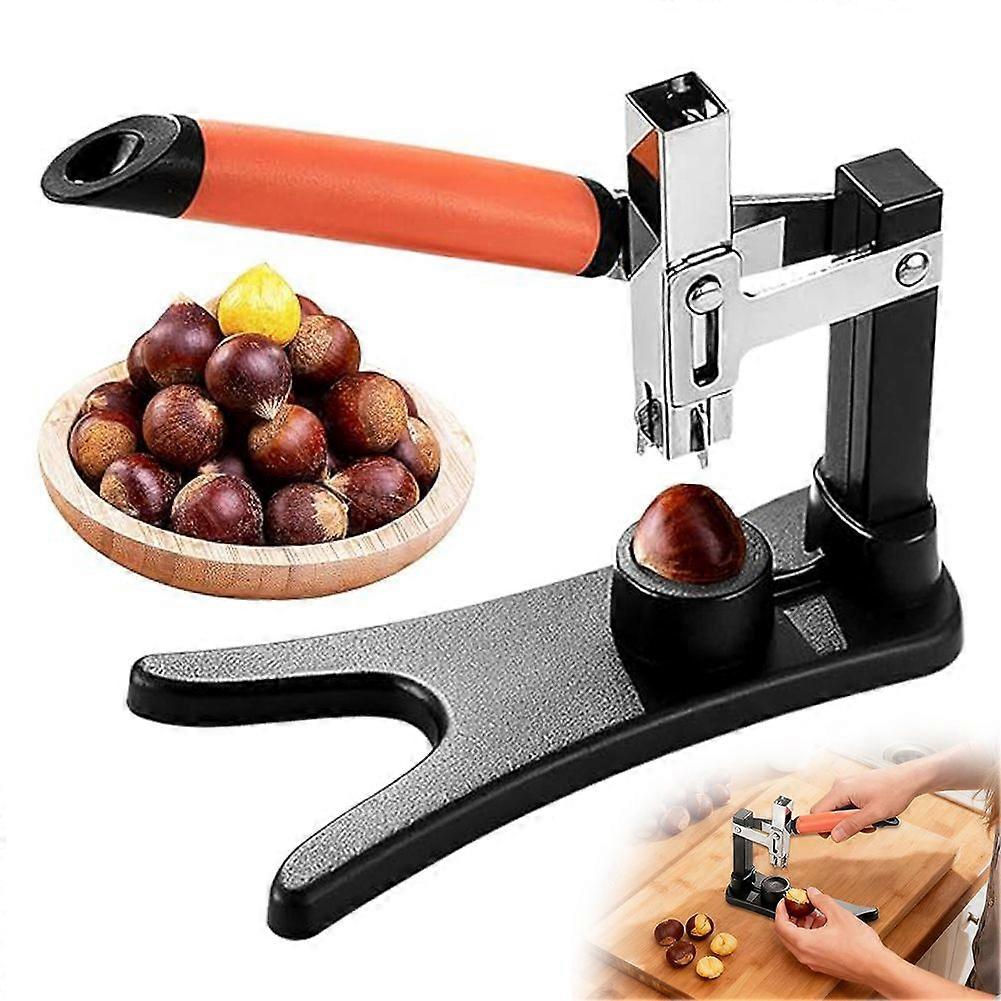 Stainless Steel Chestnut Walnut Cracker Tool Manual Press Opener Nuts Cutter with Ergonomic Anti-Slip Handle