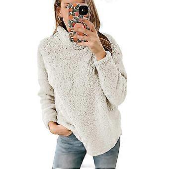 Moletom feminino oversized de lã, manga comprida, gola alta, pulôver, casaco casual, streetwear, cinza claro, 5XL