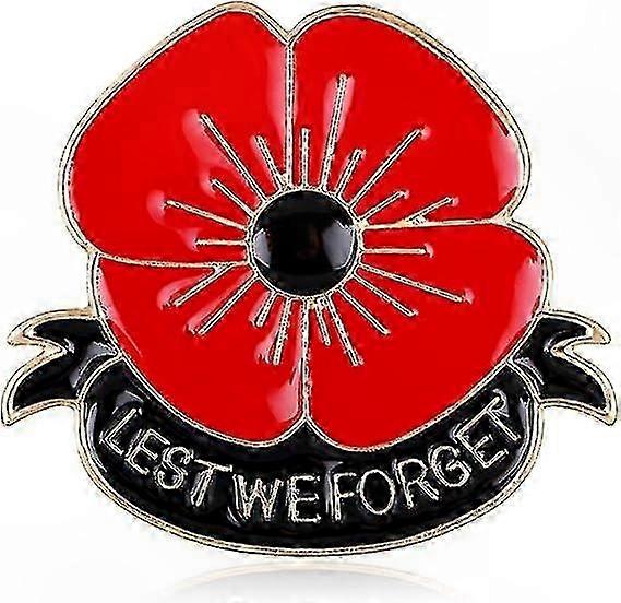 Enamel Flower Brooch Pins for Women, Red Poppy Design, Remembrance Accessories