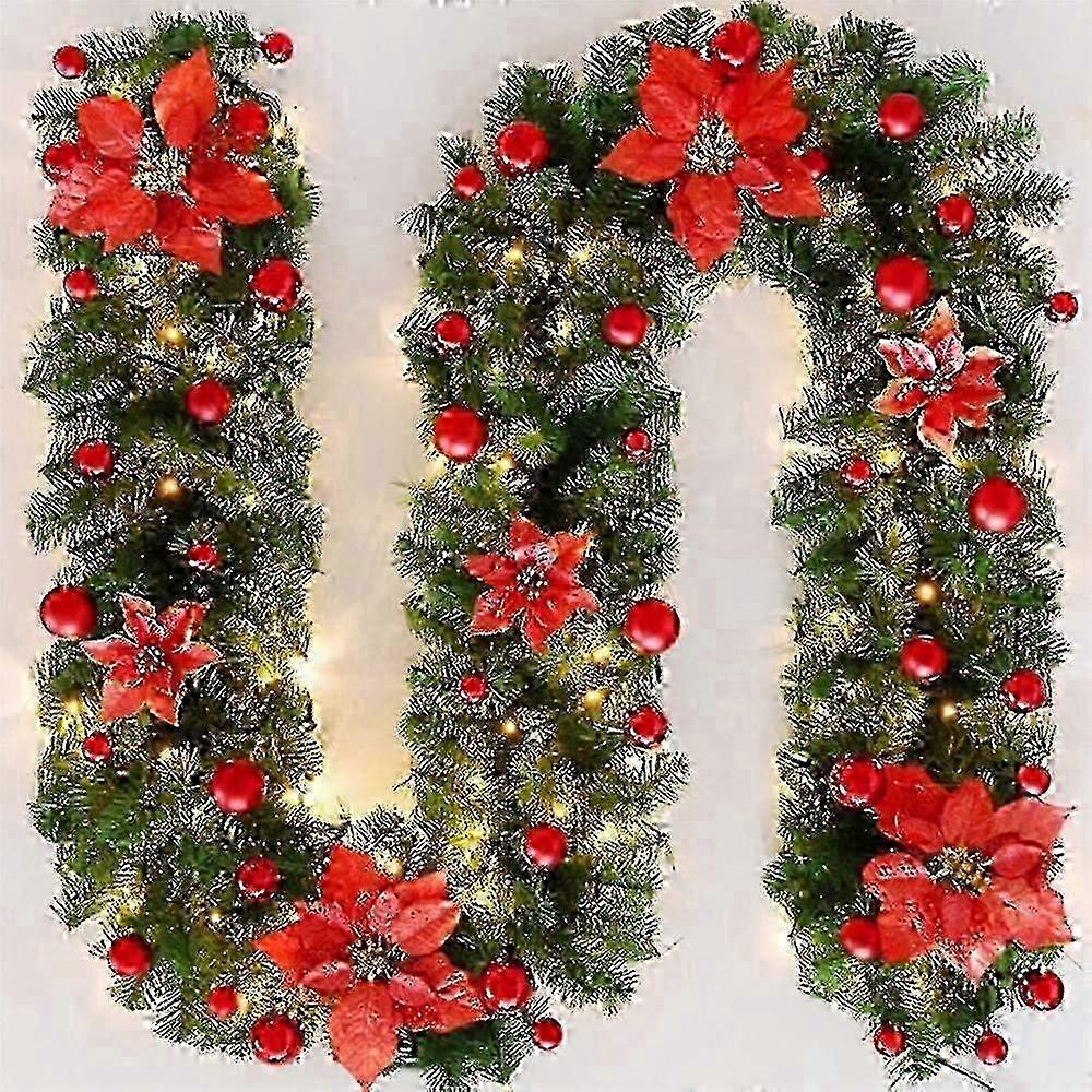 クリスマスガーランド2.7m暖炉階段装飾ガーランドLED照明装飾クリスマスガール
