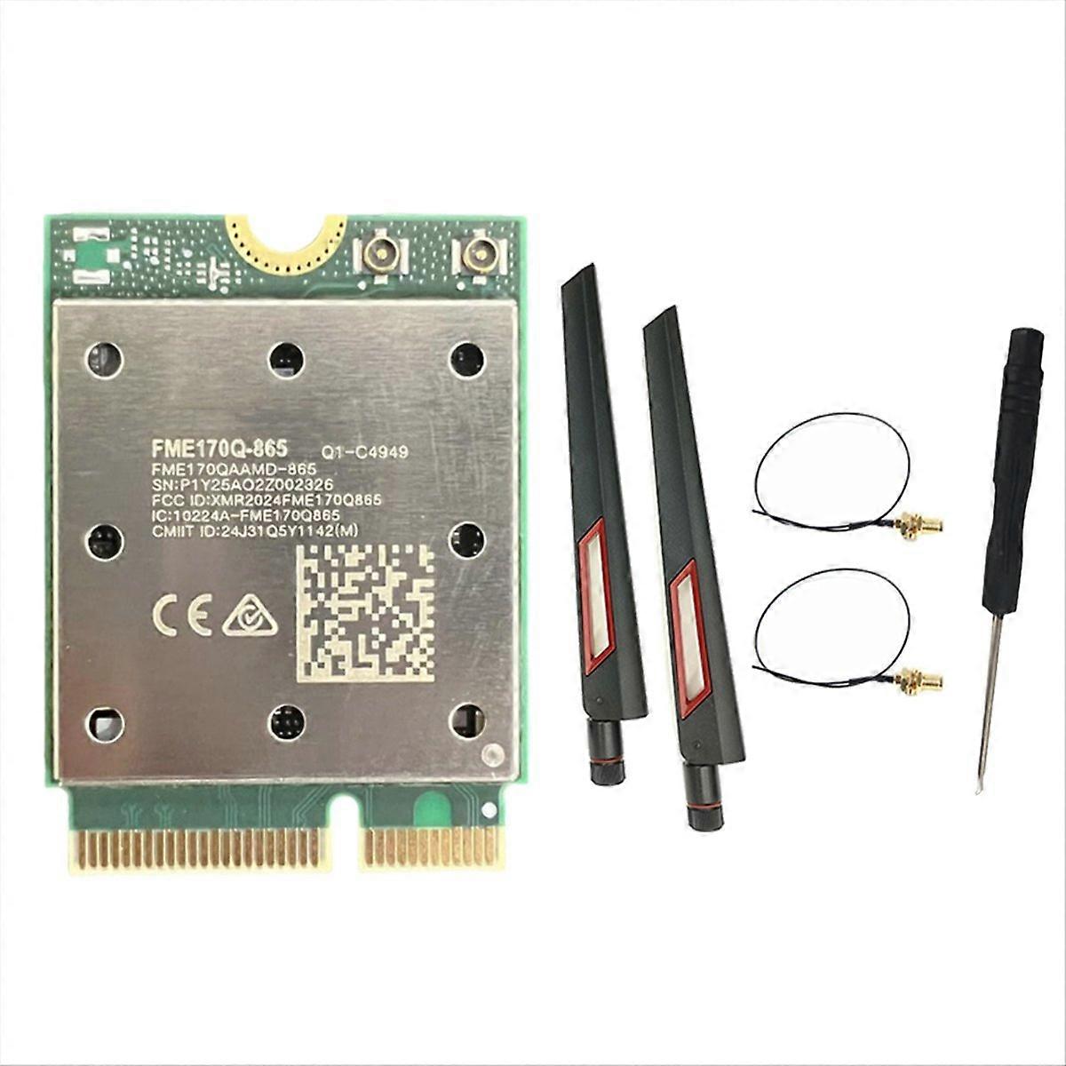 QCNCM865 WiFi7 Wireless WiFi Card+10DB Antenna 5800M 2.4G/5G/6Ghz Bluetooth 5.4 M.2 Wireless WiFi Ad