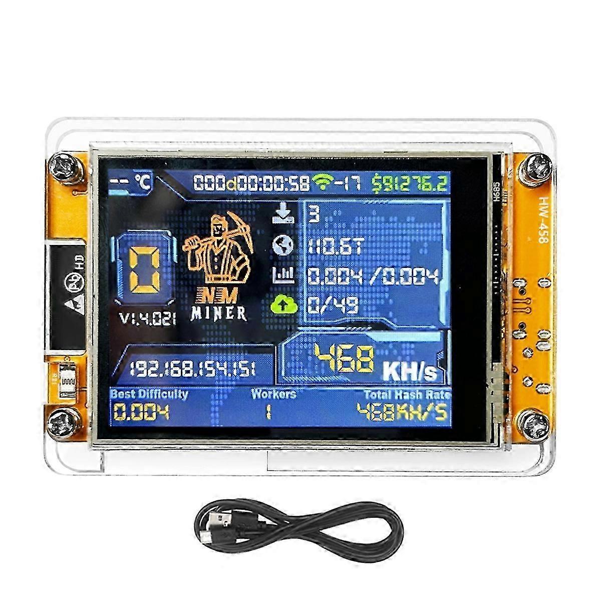 NMMiner NerdMiner V2 468KH/S Hashrate BTC Solo Lottery Miner ESP32 2,8 pouces Affichage intelligent Bitcoin C