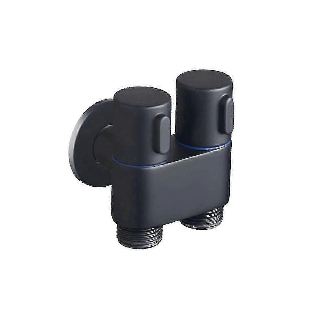 Wall-Mounted Faucet Diverter Valve – 1 in 2 Out Angle Valve Dual Control, Black