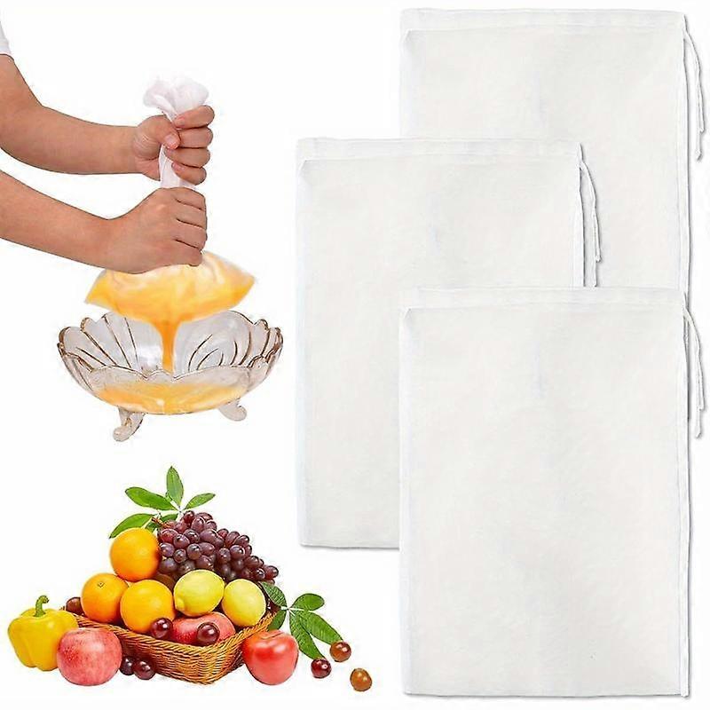 Reusable Nylon Nut Milk Bag, Clear Juice Coffee Filter Bag with Handle, Multifunctional Filter Bag for Home Kitchen