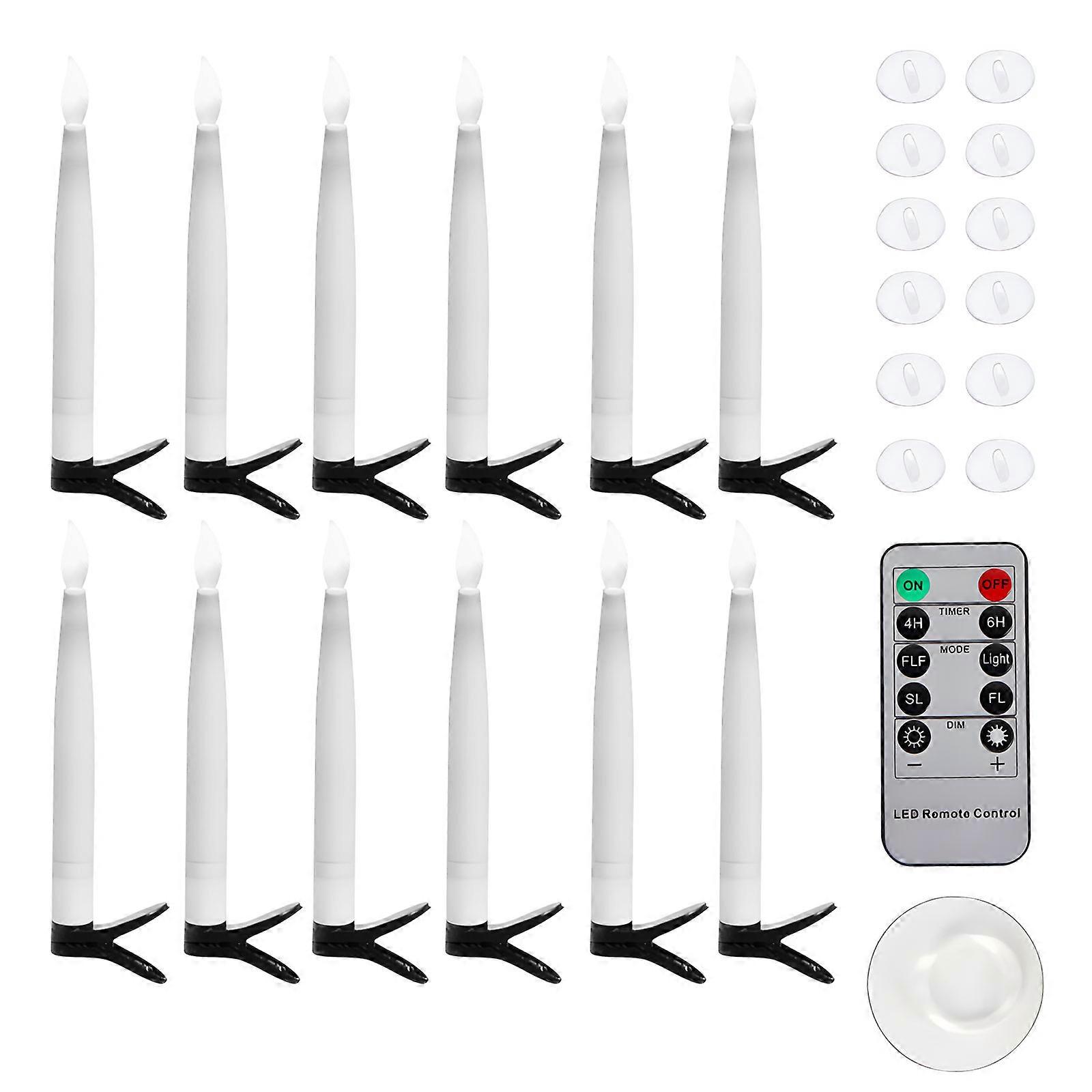 Unlit Battery Waxlights Pack of 12 Remote Clock Modifiable Light 3D Dance Effect Inside Party Decoration Addons  16.5cm