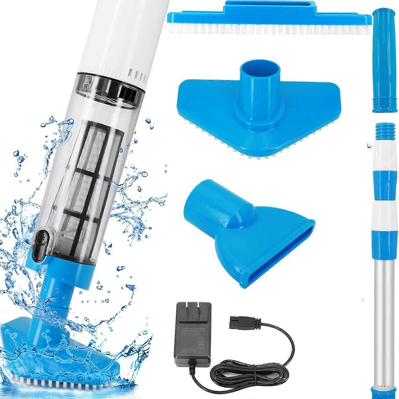 Rechargeable Pool Vacuum Cleaner with Powerful Motor and Brush Head Suitable for Easy Cleaning of Small Pools and Spas Multicolor