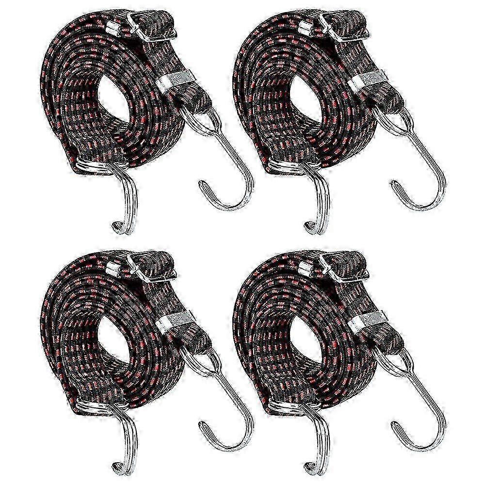 80 Inch Adjustable Flat Bungee Cords with Hooks 4Pack Superior Latex Straps